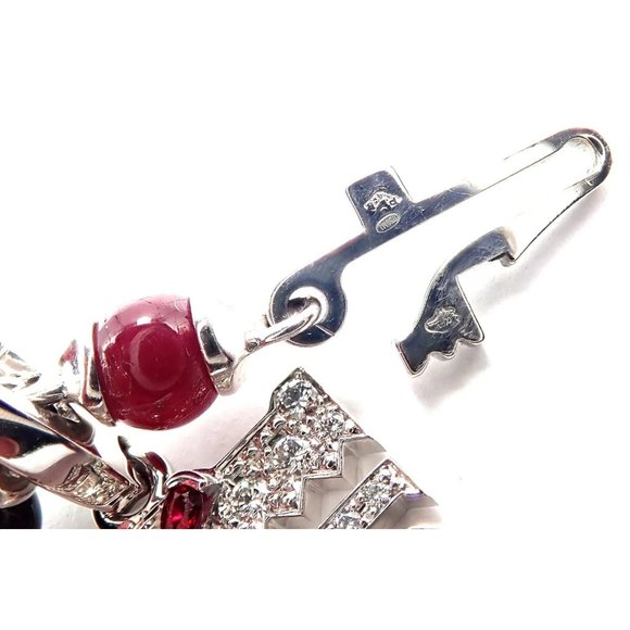 Cartier Le Baiser Du Dragon 18k Gold Diamond Ruby Onyx 2 Charms Bangle Bracelet - Picture 9 of 11